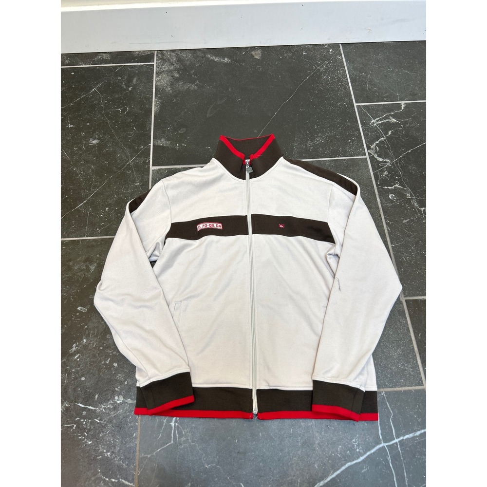 Quiksilver Mens Track Jacket Cream Brown Red Full Zip Vintage Style U106408 M